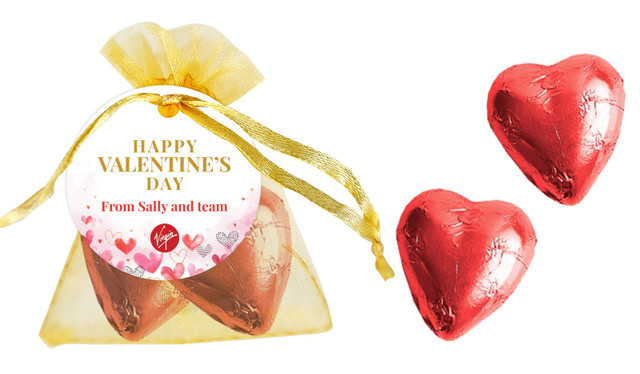 Watercolour Hearts Valentines Day Personalised Organza Bag