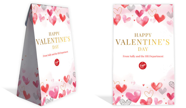 Watercolour Hearts Valentines Day Personalised Gusset Favour Bag