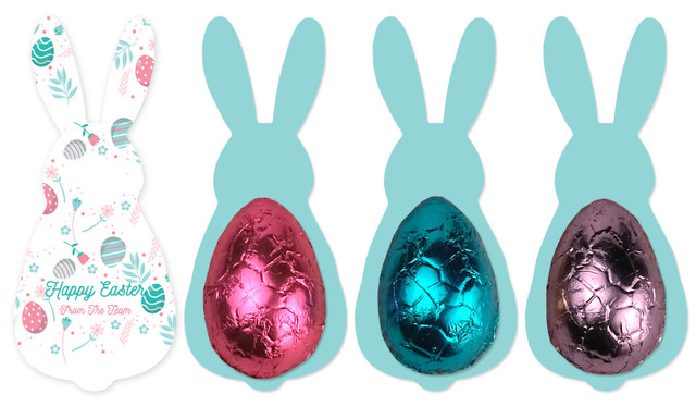 Easter Elements Bunny Card WIth Chocolate Half Egg
