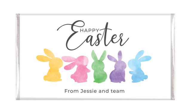 Colourful Bunnies Personalised Easter Chocolate Bars
