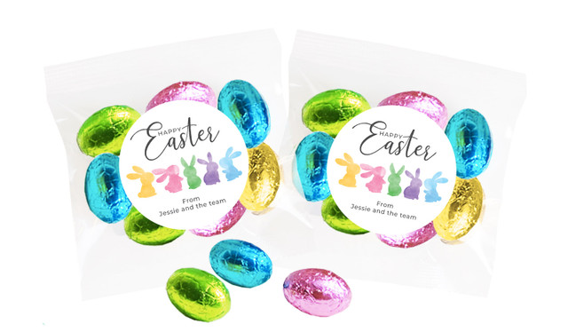 Colourful Bunnies Personalised Bag Of Easter Eggs