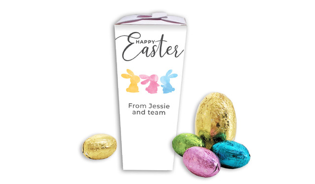Colourful Bunnies Personalised Easter Egg Chocabox