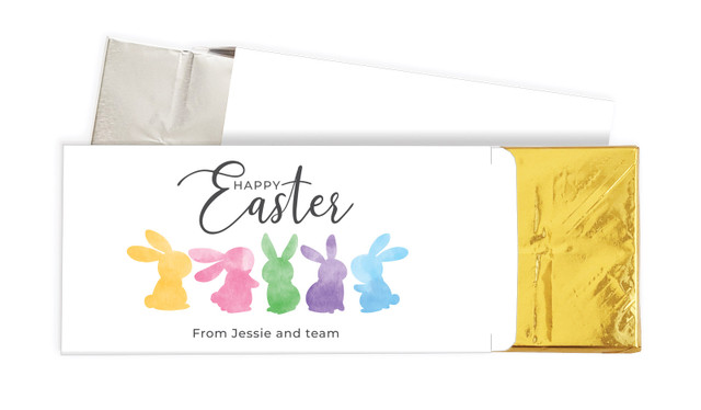 Colourful Bunnies Personalised Chocolate Bar In A Box