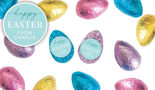 Beautiful Blue Personalised Chocolate Half Easter Eggs
