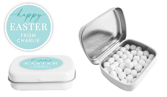 Beautiful Blue Personalised Easter Mint Tins