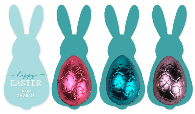 Beautiful Blue Bunny Card WIth Chocolate Half Egg