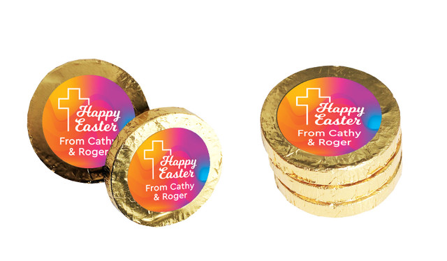 Radiant Religious Custom Easter Chocolate Coins (Gold Or Silver)
