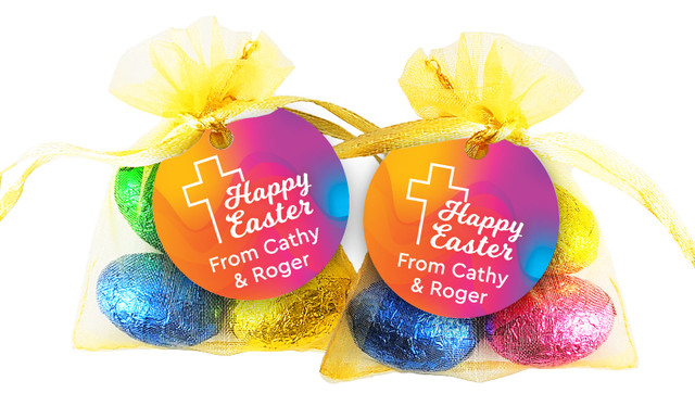 Radiant Religious Easter Egg Organza Bag With Tag