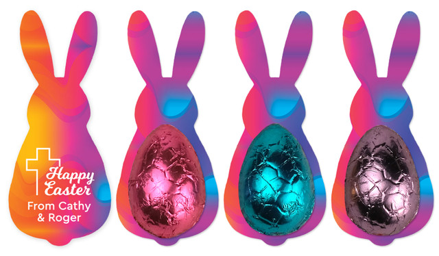 Radiant Religious Bunny Card WIth Chocolate Half Egg