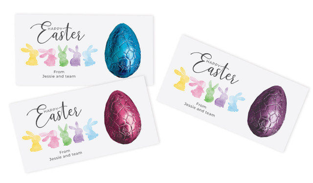 Colourful Bunnies Personalised Easter Egg Card