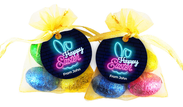 Neon Easter Egg Organza Bag With Tag