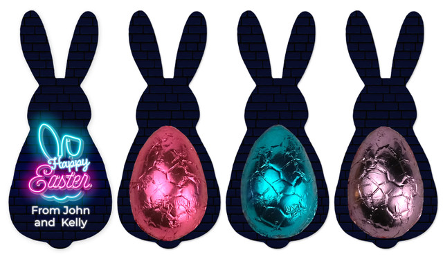 Neon Bunny Card WIth Chocolate Half Egg