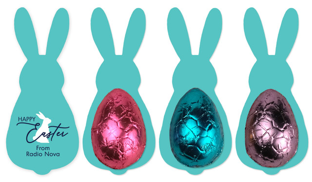 Turquoise Bunny Card WIth Chocolate Half Egg