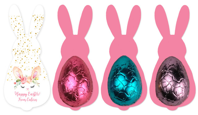 Bunny Face Bunny Card With Chocolate Half Egg
