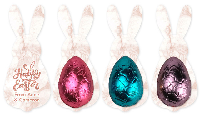 Rose Gold Bunny Card WIth Chocolate Half Egg