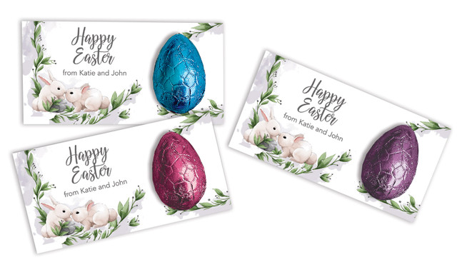 Bunny Kiss Personalised Easter Egg Card