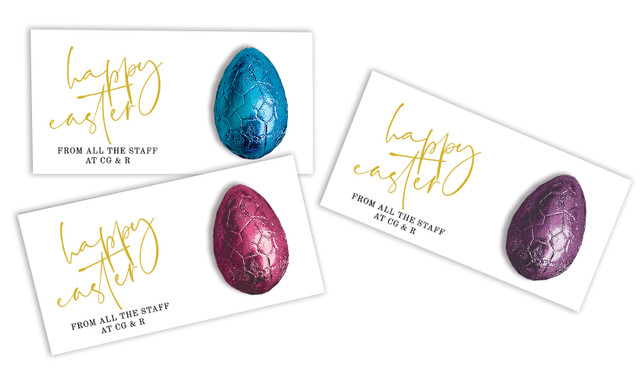 Gold On White Personalised Easter Egg Card