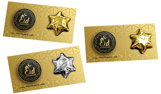 Gold Pattern Personalised Eid Star Card