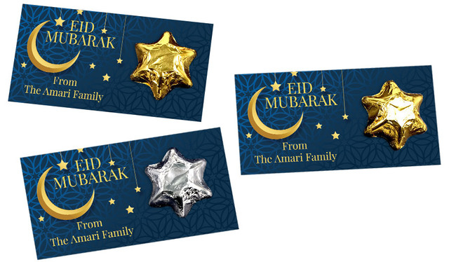 Moon On Navy Personalised Eid Star Card