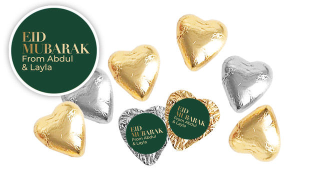 Simple Green Personalised Foil Chocolate Hearts