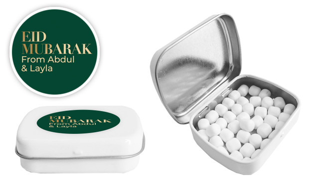Simple Green Eid Personalised Mint Tins