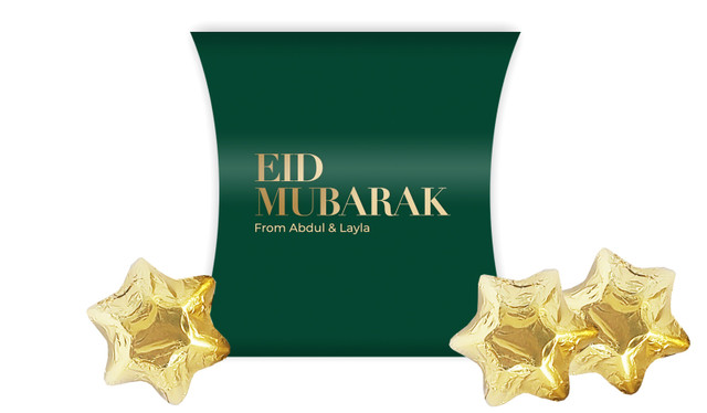 Simple Green Eid Personalised Pillow Boxes