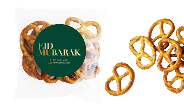 Simple Green Eid Personalised Bag Of Pretzels