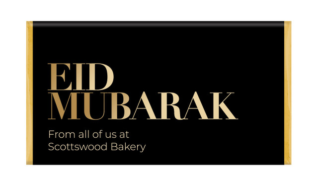 Black Eid Mubarak Personalised Chocolate Bar