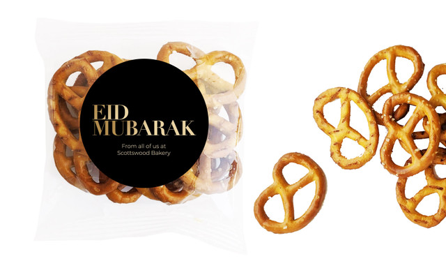 Black Eid Personalised Bag Of Pretzels