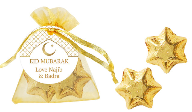 White Window Eid Organza Bag With Custom Swing Tag