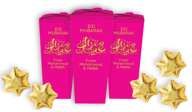 Symbol On Pink Personalised Eid Chocabox Favour Boxes
