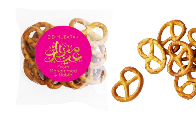 Symbol On Pink Eid Personalised Bag Of Pretzels