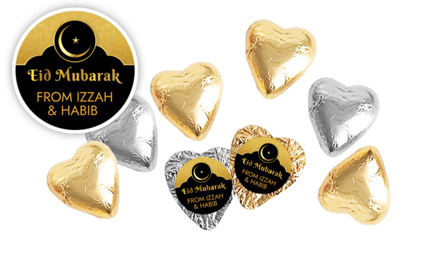 Moon Star Eid Personalised Foil Chocolate Hearts