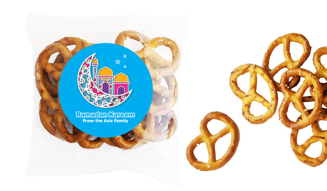 Fun Blue Eid Personalised Bag Of Pretzels
