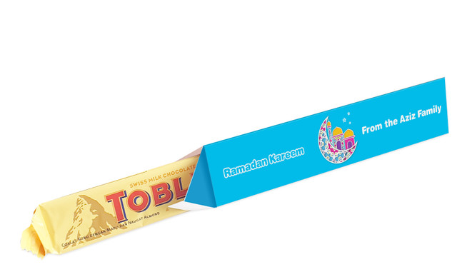 Fun Blue Personalised Eid Toblerone Bar In A Box