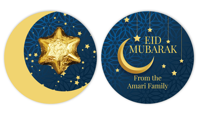 Moon Cards With Chocolate Star For Eid