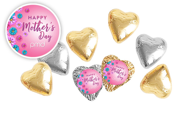 Gerberas Mother's Day Personalised Foil Chocolate Hearts