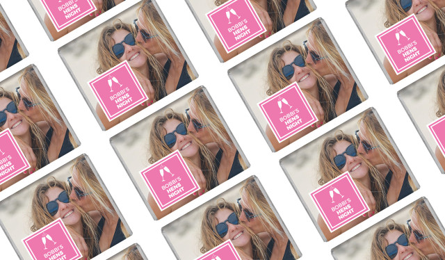 A Photo With Square Personalised Hens Night Mini Chocolates