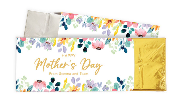 Colourful Florals Mothers Day Personalised Chocolate Bar In A Box