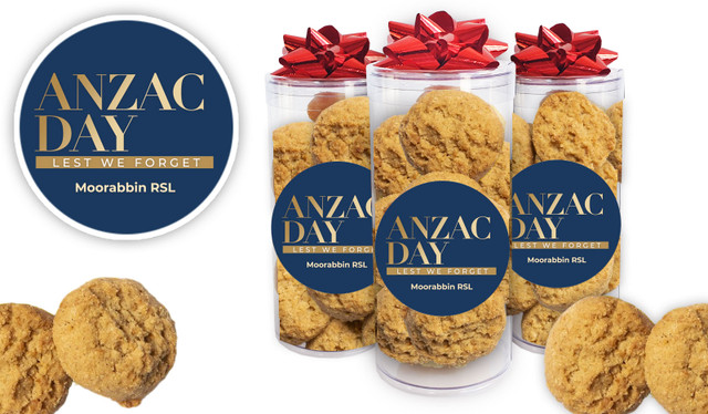 Simple Blue Personalised Anzac Biscuit Tube