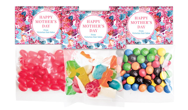 Seamless Floral Mothers Day Personalised Lolly Bag With Topper