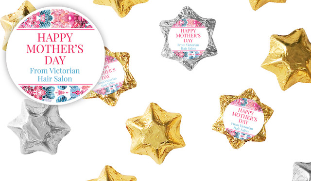 Seamless Floral Mothers Day Personalised Foil Chocolate Stars