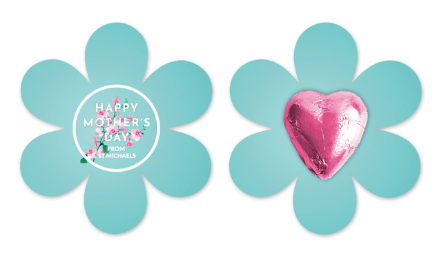 Pink Blooms On Aqua Custom Mother's Day Flower Card