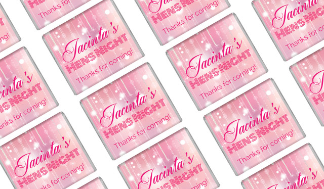 Pink Glam Personalised Hens Night Mini Chocolates