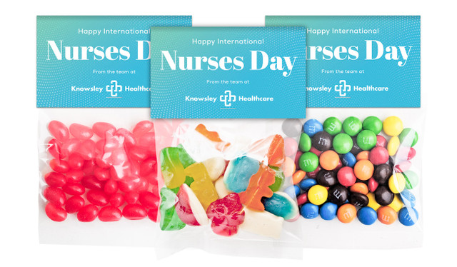 Aqua Blue International Nurses Day Personalised Lolly Bag With Topper