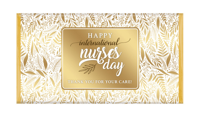 Seamless Gold Leaves Nurses Day Personalised Chocolate Bars