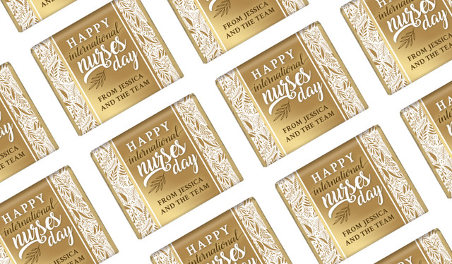 Seamless Gold Leaves Nurses Day Personalised Mini Chocolates