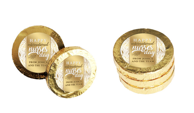 Seamless Gold Leaves Nurses Day Chocolate Coin