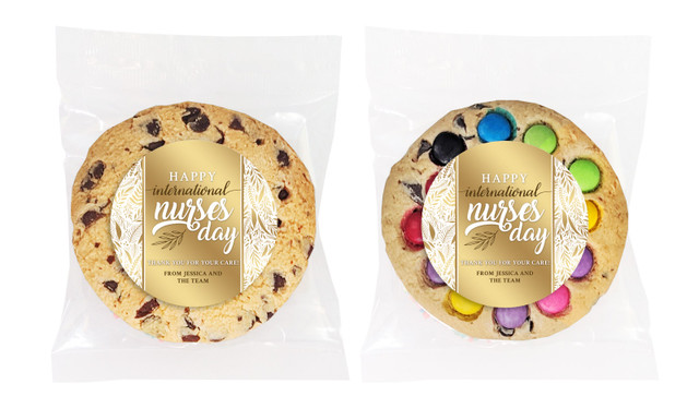 Seamless Gold Leaves International Nurses Day Personalised Cookie