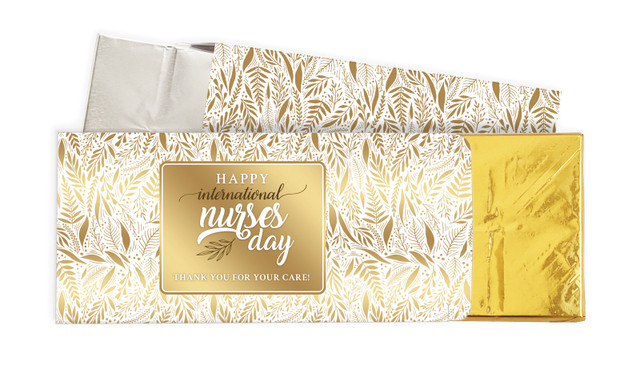 Seamless Gold Leaves International Nurses Day Personalised Chocolate Bar In A Box